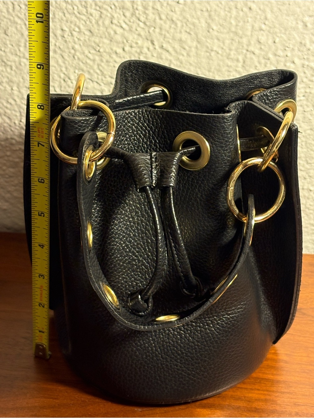 Italian-Made Mini Bucket Bag - Genuine Leather - Picture 11 of 13